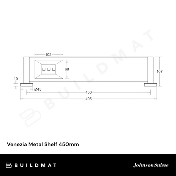 Johnson Suisse Venezia Metal Shelf 450mm Matte Black