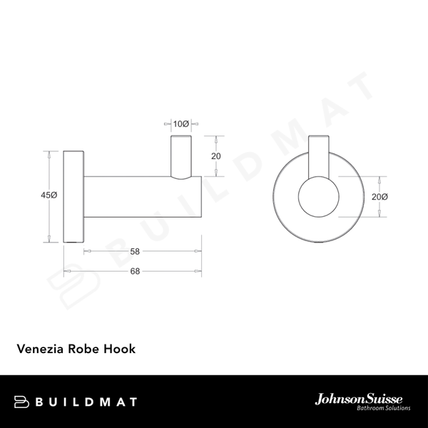 Johnson Suisse Venezia Robe Hook Brushed Nickel II
