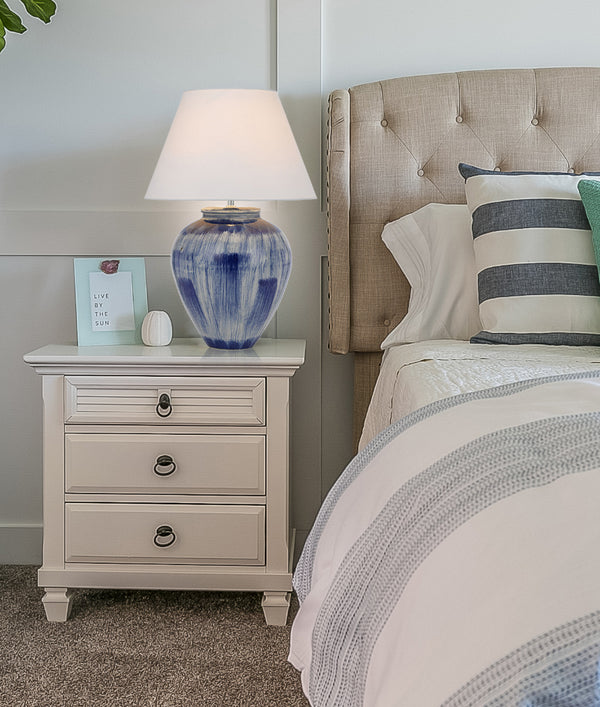 Telbix Jamie Ceramic Table Lamp Blue White