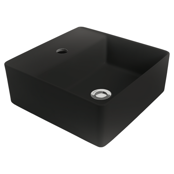 Johnson Suisse Venezia Matte Black Square Countertop Basin