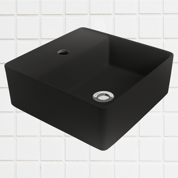 Johnson Suisse Venezia Matte Black Square Countertop Basin