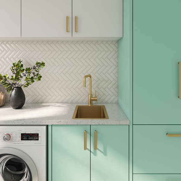 Alma Charlotte Brushed Brass Gold Square Mixer