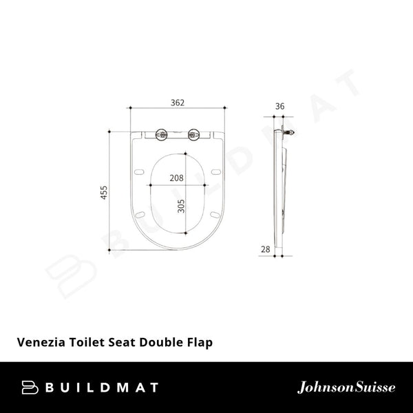 Johnson Suisse Venezia Toilet Seat Double Flap Grey