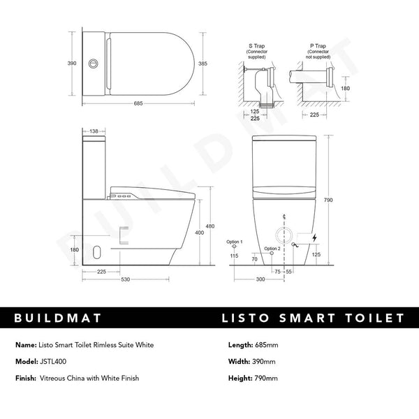 Johnson Suisse Listo Smart Toilet Rimless Suite