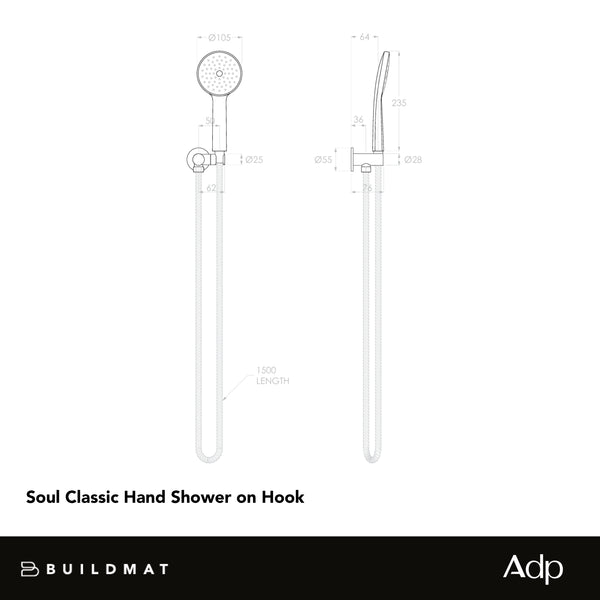 ADP Soul Classic Hand Shower On Hook Brushed Copper