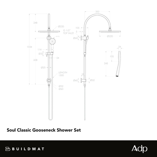 ADP Soul Classic Gooseneck Shower Set Matte Black