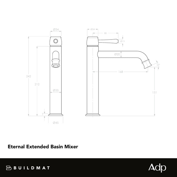 ADP Eternal Extended Basin Mixer Matte Black