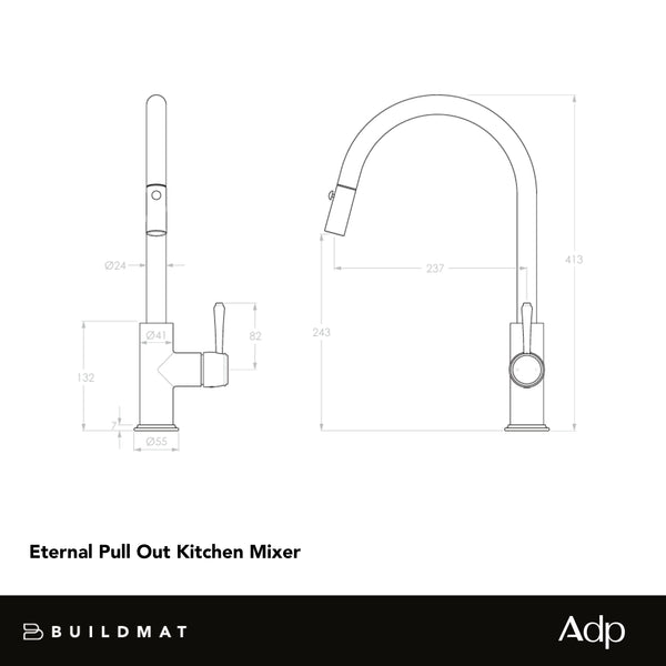 ADP Eternal Pull Out Kitchen Mixer Brushed Brass
