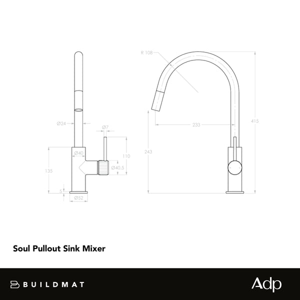 ADP Soul Groove Pull Out Sink Mixer Brushed Nickel