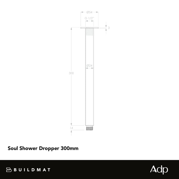ADP Soul Shower Dropper 300mm Brushed Brass