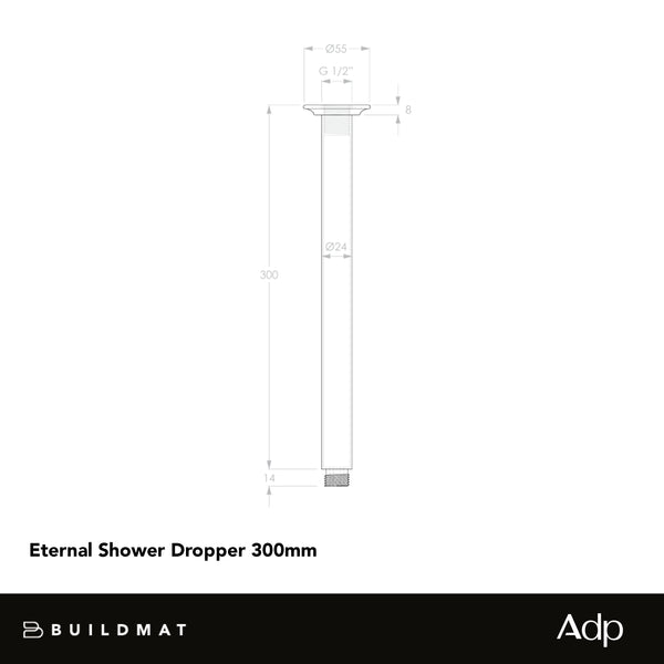 ADP Eternal Shower Dropper 300mm Brushed Brass