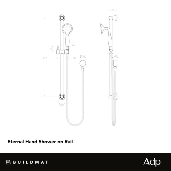 ADP Eternal Hand Shower On Rail Brushed Brass