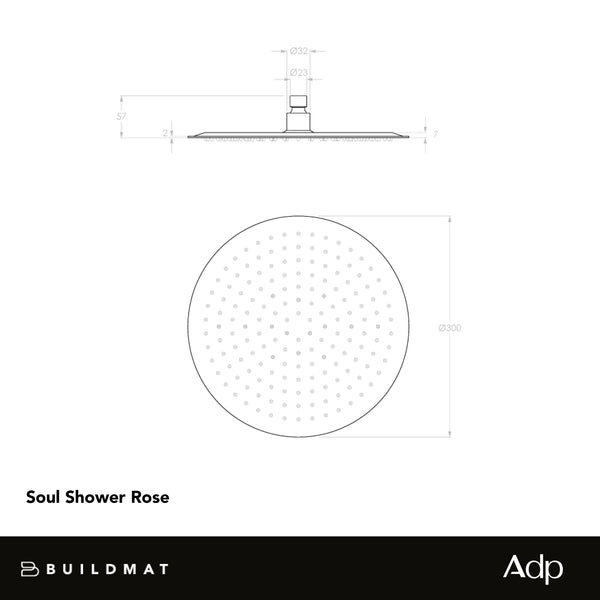 ADP Soul Rain Shower Rose 300mm Brushed Copper
