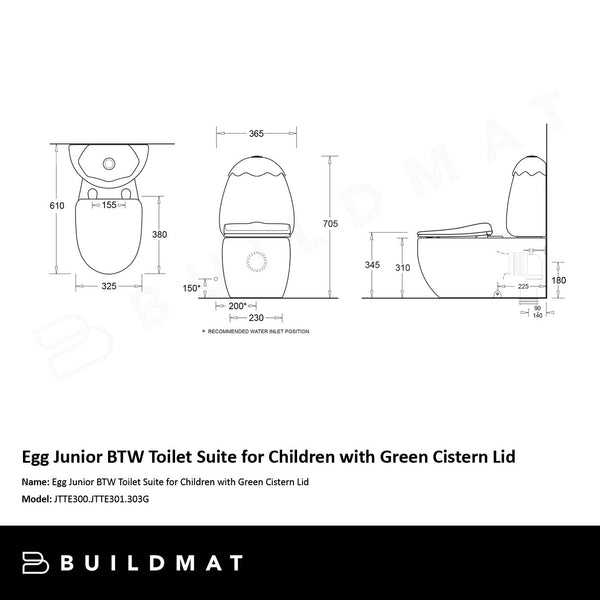 Johnson Suisse Egg Junior II BTW Toilet Suite for Children with Green Cistern Lid
