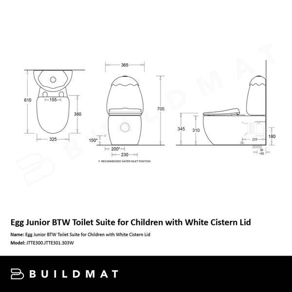 Johnson Suisse Egg Junior II BTW Toilet Suite for Children with White Cistern Lid