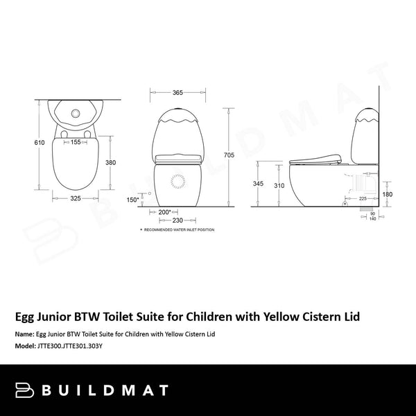 Johnson Suisse Egg Junior II BTW Toilet Suite for Children with Yellow Cistern Lid
