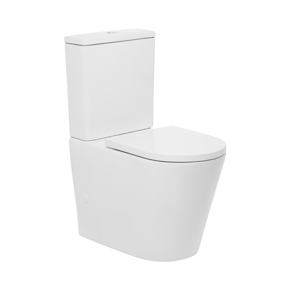 Features & Benefits Size: 670 x 385 x 860mm Modern style flush to wall vitreous china toilet suite with efficient rimless design for hygienic flushing Concealed, back-entry water inlet Ambulant compliant (to AS1428.1) Soft-close, quick release toilet seat P or S Trap configuration installation with variable S Trap