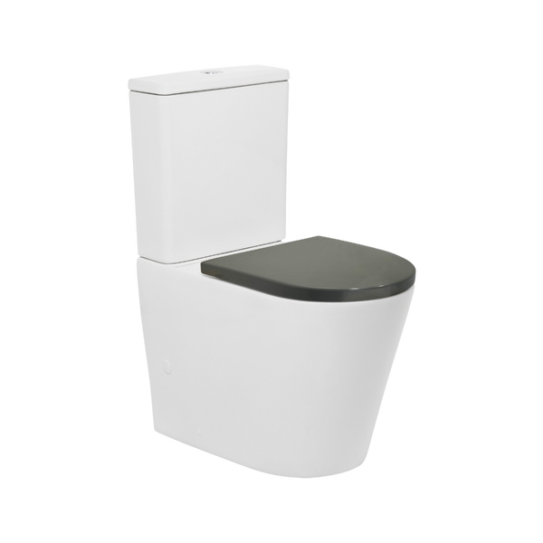 Johnson Suisse Venezia Closed Coupled Back to Wall Rimless Comfort Toilet Suite with Grey Seat