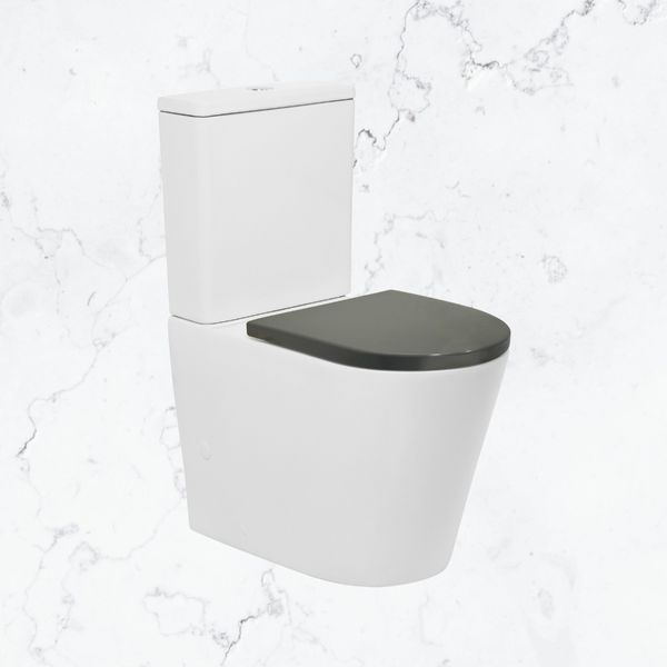 Johnson Suisse Venezia Closed Coupled Back to Wall Rimless Comfort Toilet Suite with Grey Seat