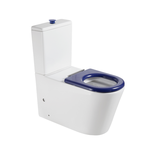 Johnson Suisse Venezia Care BTW Rimless Special Needs Toilet Suite (with Raised Blue Button and Seat) White