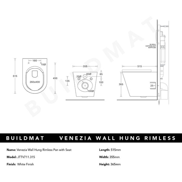 Johnson Suisse Venezia Wall Hung Rimless Pan With Seat