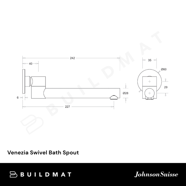 Johnson Suisse Venezia Swivel Bath Spout Brushed Nickel II