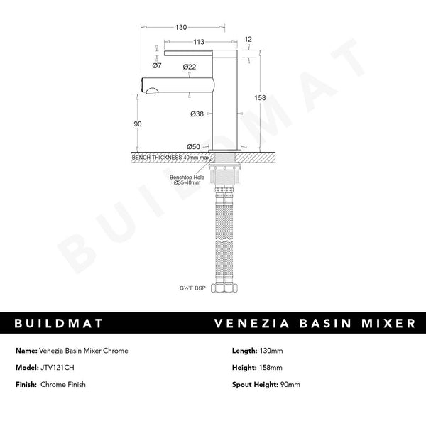 Johnson Suisse Venezia Basin Mixer Chrome