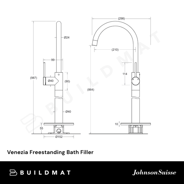 Johnson Suisse Venezia Freestanding Bath Filler Matte Black