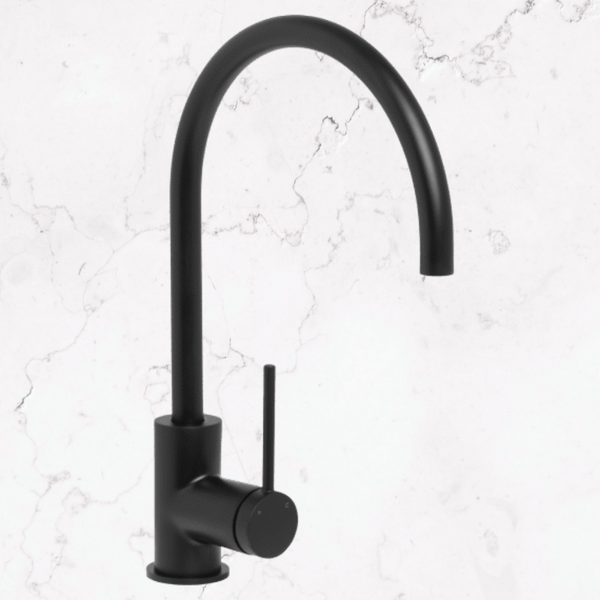 Johnson Suisse Venezia Gooseneck Sink Mixer Matte Black Lead Free