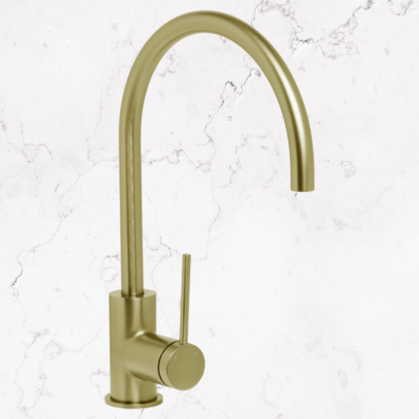 Johnson Suisse Venezia Gooseneck Sink Mixer Brushed Brass Lead Free