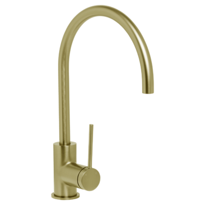 Johnson Suisse Venezia Gooseneck Sink Mixer Brushed Brass Lead Free
