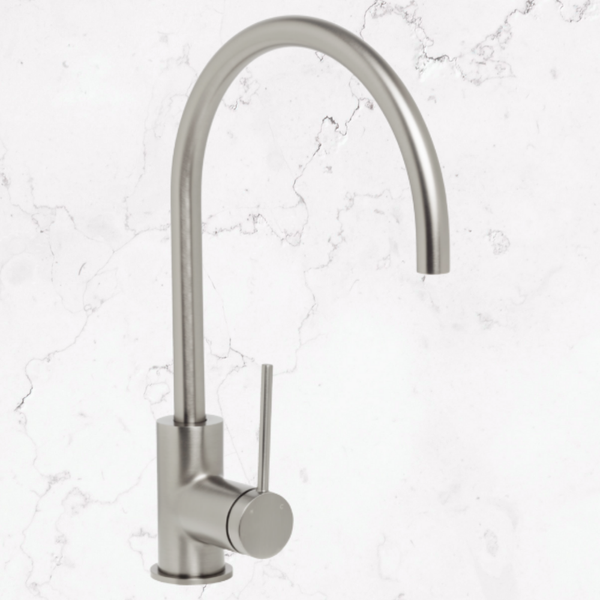 Johnson Suisse Venezia Gooseneck Sink Mixer Brushed Nickel Lead Free