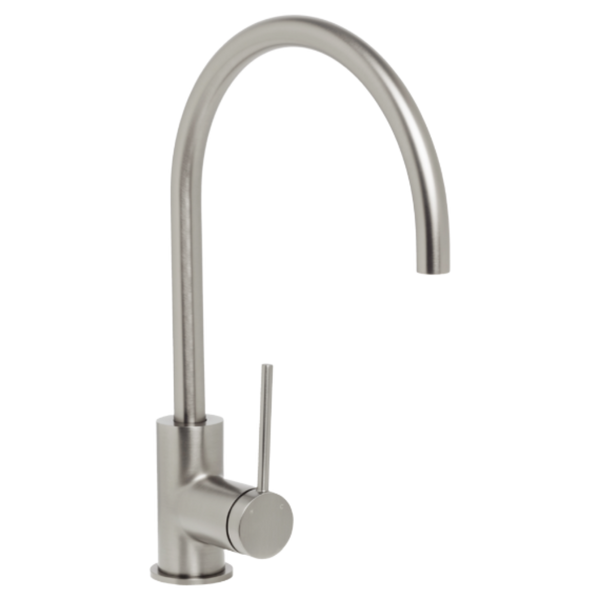 Johnson Suisse Venezia Gooseneck Sink Mixer Brushed Nickel Lead Free