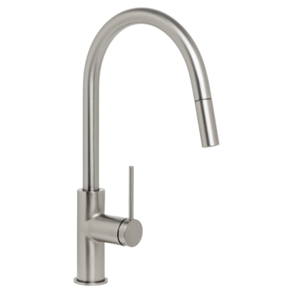 Johnson Suisse Venezia Gooseneck Pull Out Sink Mixer Brushed Nickel II Lead Free