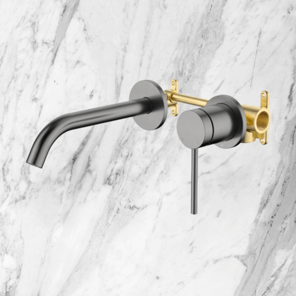 Johnson Suisse Venezia Wall Basin And Bath Mixer Kit Complete Gunmetal Lead Free