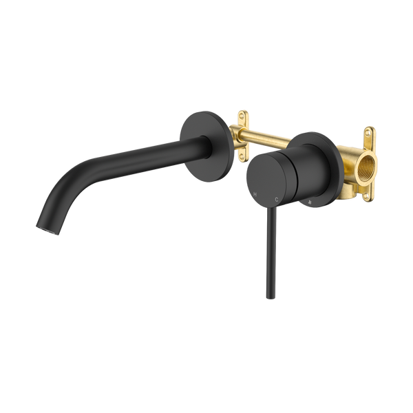 Johnson Suisse Venezia Wall Basin And Bath Mixer Kit Complete Matte Black Lead Free