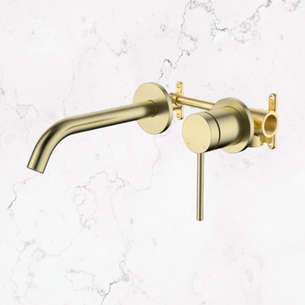 Johnson Suisse Venezia Wall Basin And Bath Mixer Kit Complete Brushed Brass Lead Free