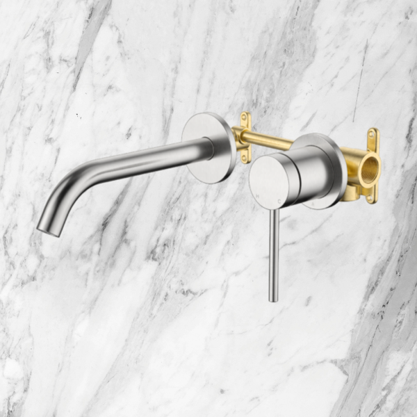 Johnson Suisse Venezia Wall Basin And Bath Mixer Kit Complete Brushed Nickel II Lead Free