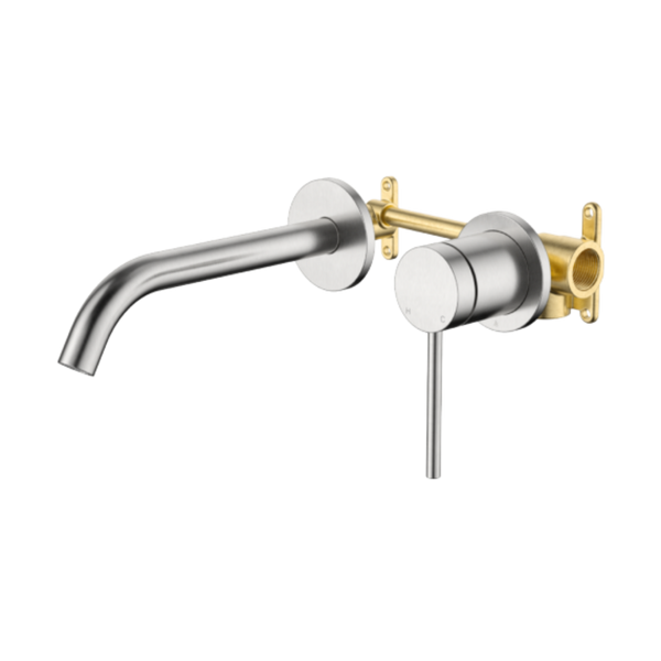 Johnson Suisse Venezia Wall Basin And Bath Mixer Kit Complete Brushed Nickel II Lead Free