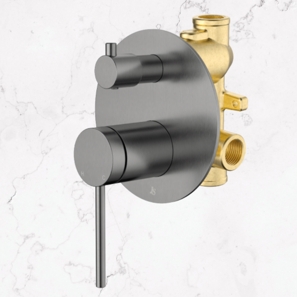 Johnson Suisse Venezia Shower Mixer With Diverter Kit Complete Gunmetal