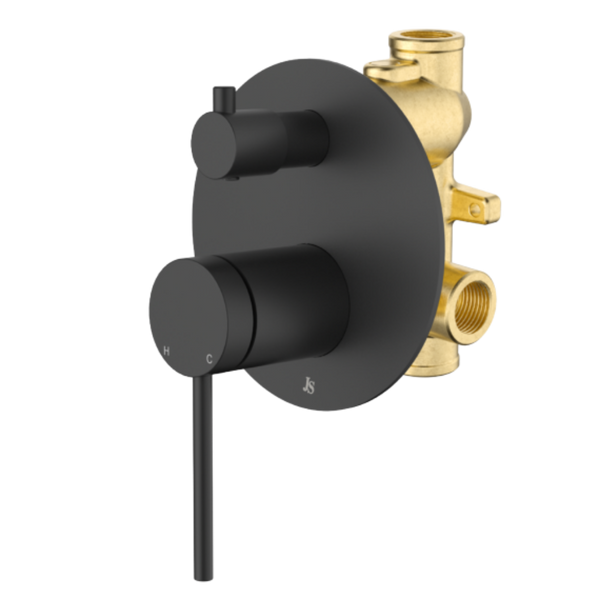 Johnson Suisse Venezia Shower Mixer With Diverter Complete Kit Matte Black