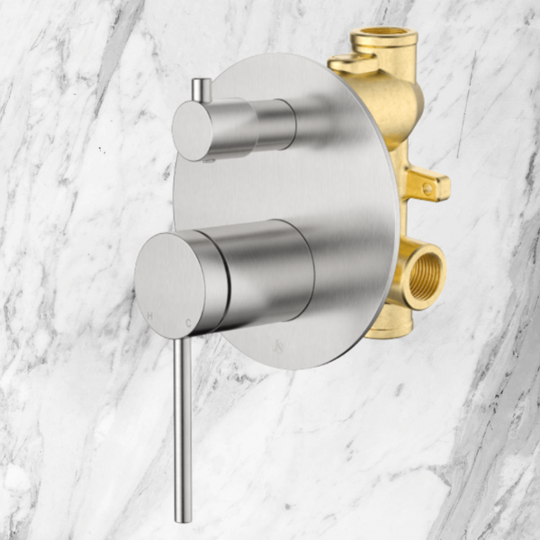 Johnson Suisse Venezia Shower Mixer With Diverter Complete Kit Brushed Nickel II