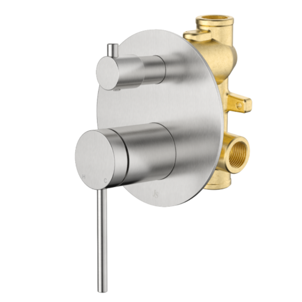 Johnson Suisse Venezia Shower Mixer With Diverter Complete Kit Brushed ...