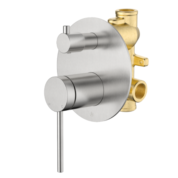 Johnson Suisse Venezia Shower Mixer With Diverter Complete Kit Brushed Nickel II