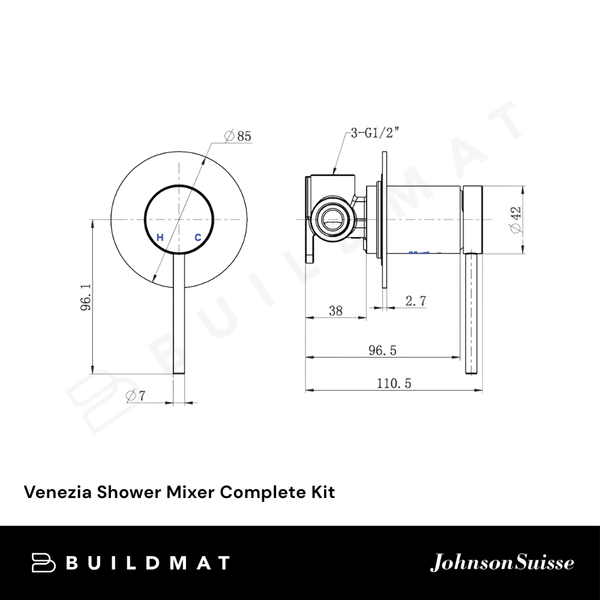 Johnson Suisse Venezia Shower Mixer Complete Kit Chrome