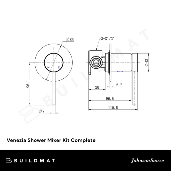 Johnson Suisse Venezia Shower Mixer Kit Complete Brushed Nickel II