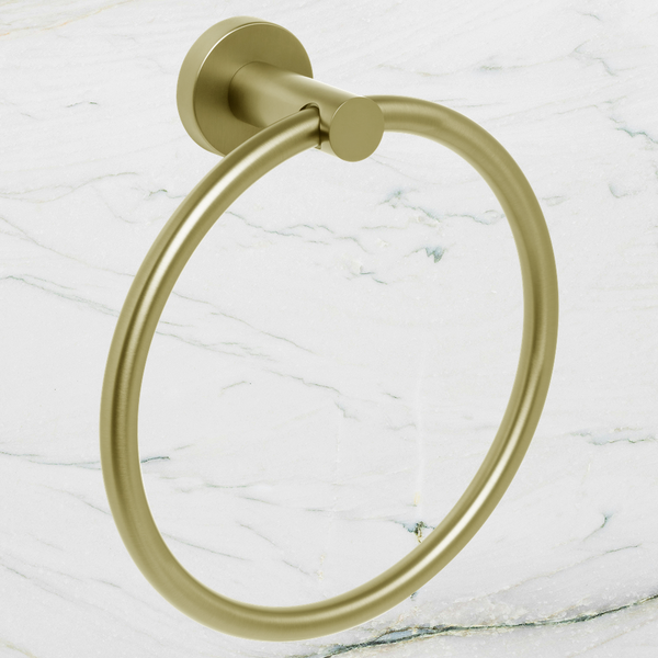 Johnson Suisse Venezia Towel Ring Brushed Brass Gold