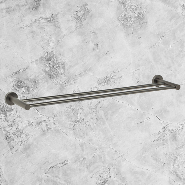 Johnson Suisse Venezia Double Towel Rail 600mm Brushed Gunmetal