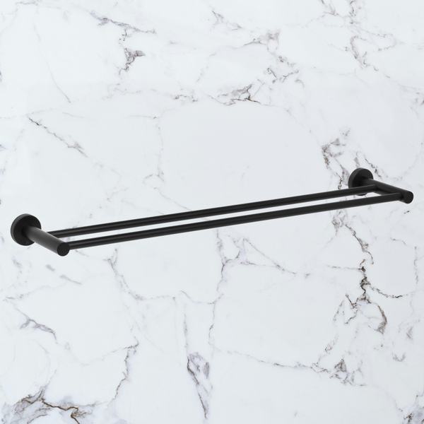 Johnson Suisse Venezia Double Towel Rail 600mm Matte Black