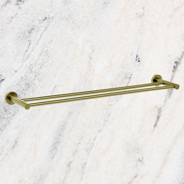 Johnson Suisse Venezia Double Towel Rail 600mm Brushed Brass Gold